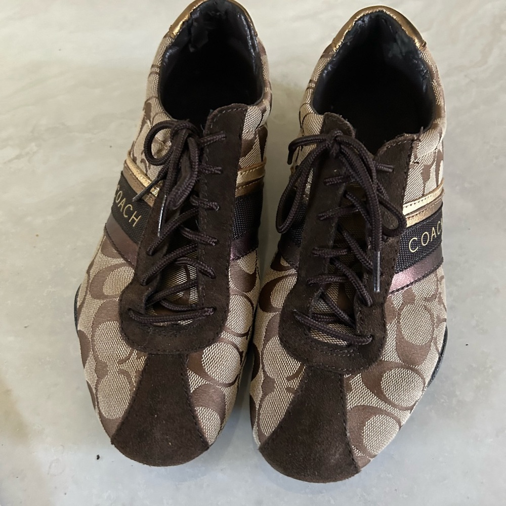 Pre-owned Coach Brown Monogram Jayme Sneakers